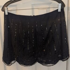 Betsey Johnson Evening Black Sequins Mini Skirt